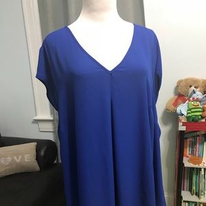 Tunic length blue blouse